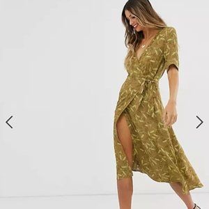 & Other Stories floral midi wrap dress